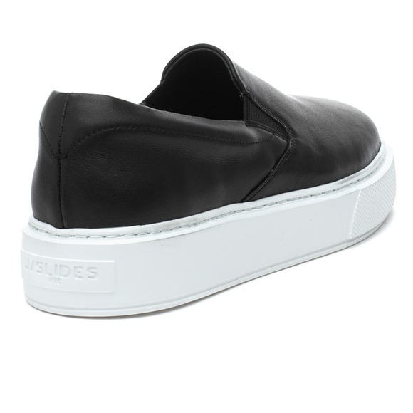 J/SLIDES BLACK LEATHER AIR LITE rubber platform - Picture 2 of 5